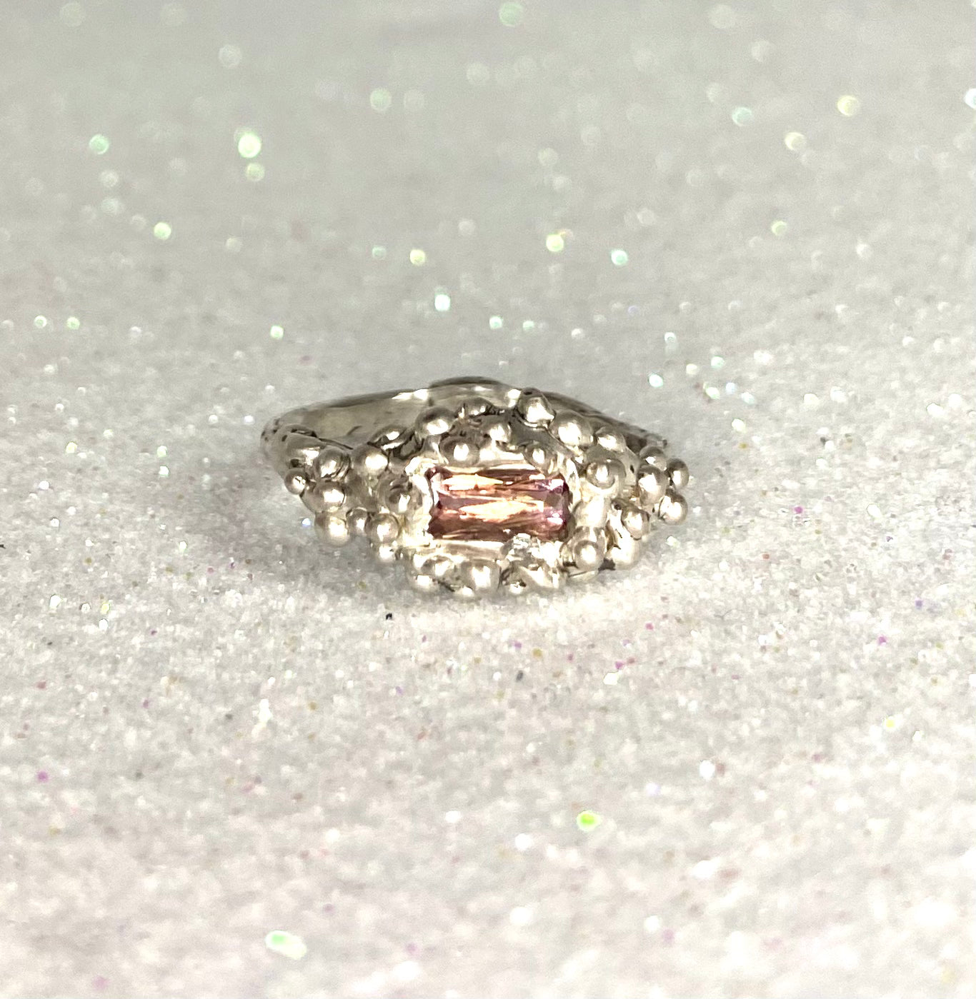 Small Silver Bubbles and Pink Tourmaline