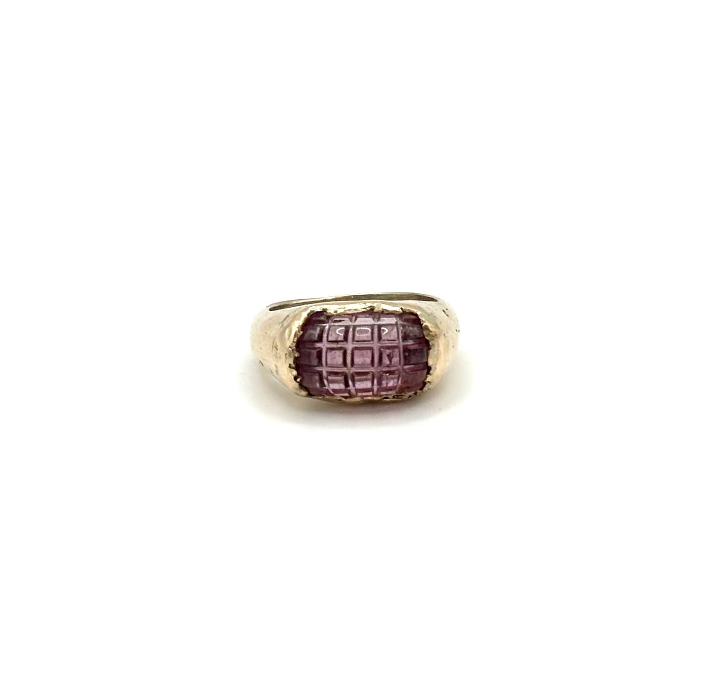 Cross roads pink tourmaline and 9ct rose gold chunky ring