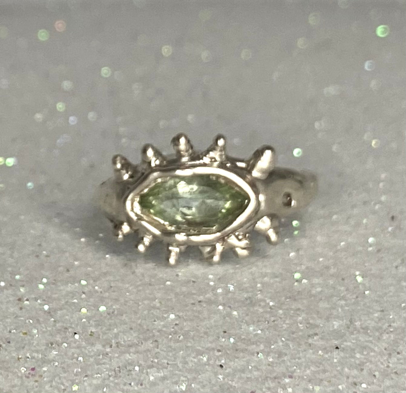 Evil Eye Ring with green Tourmaline