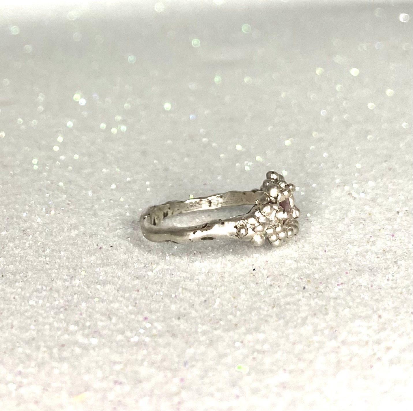 Small Silver Bubbles and Pink Tourmaline