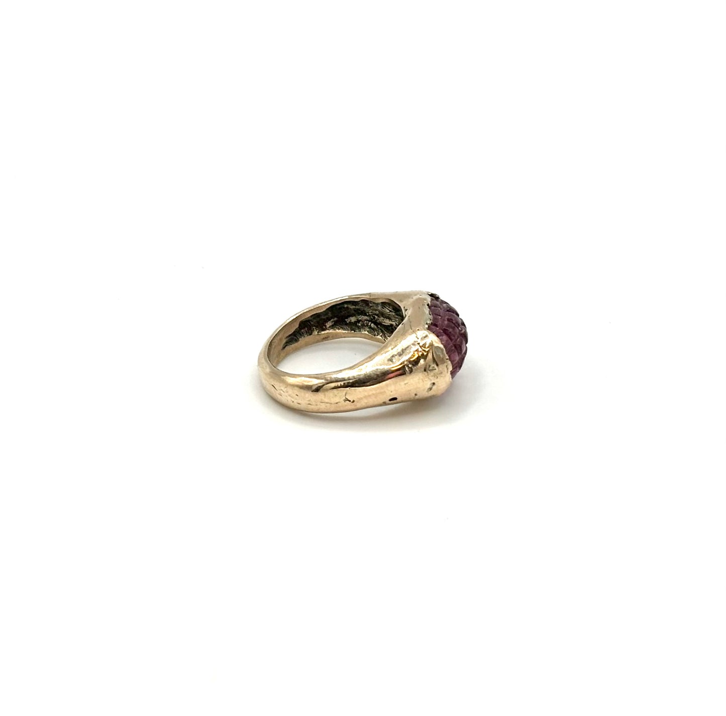 Cross roads pink tourmaline and 9ct rose gold chunky ring