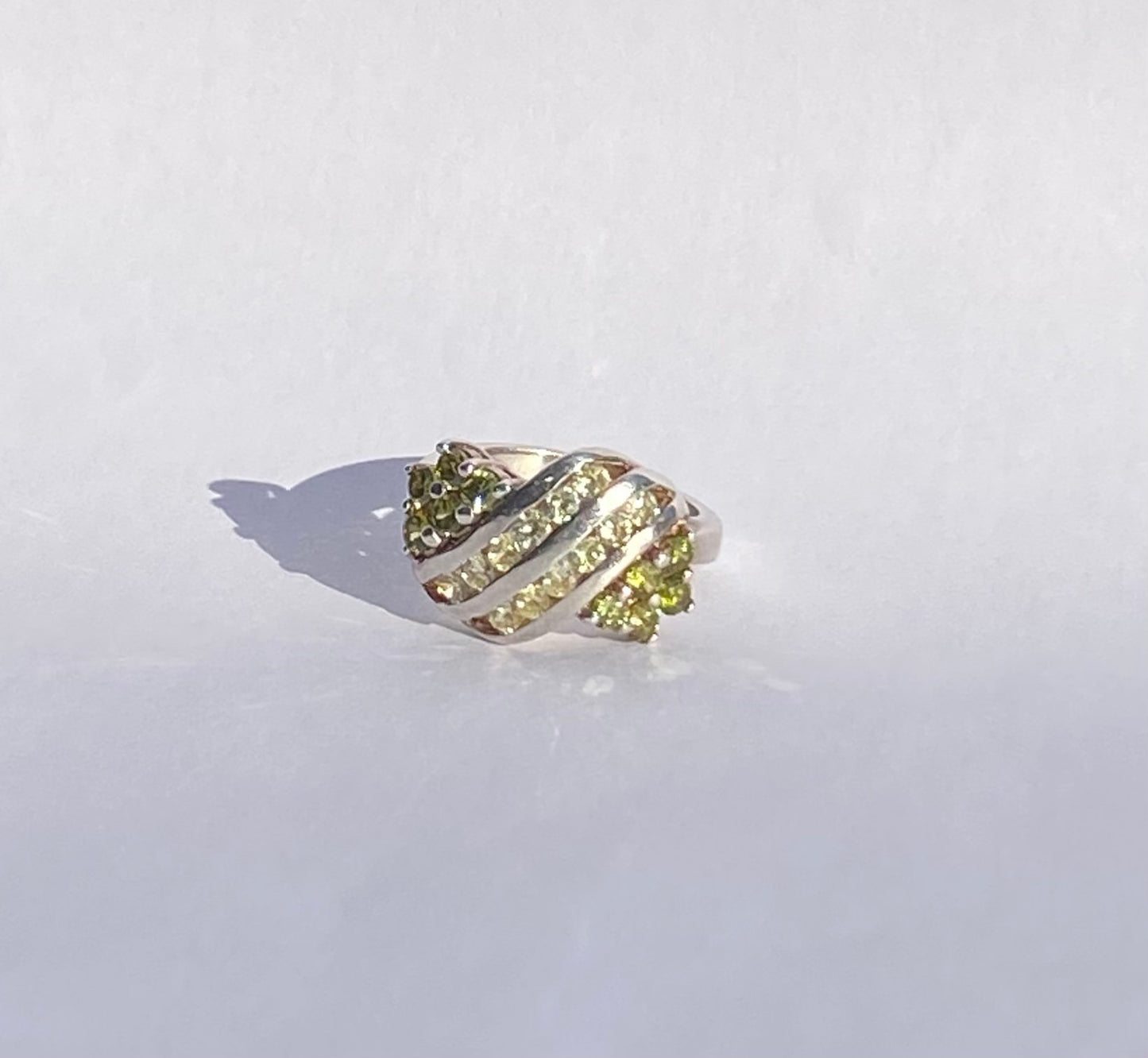 Vintage ring silver peridots citrines