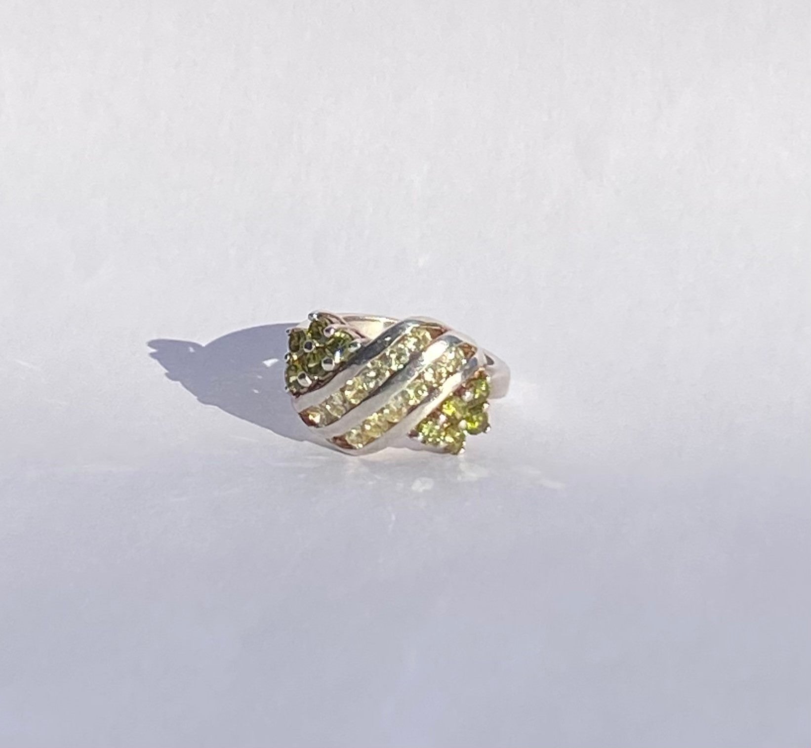 Vintage ring silver peridots citrines