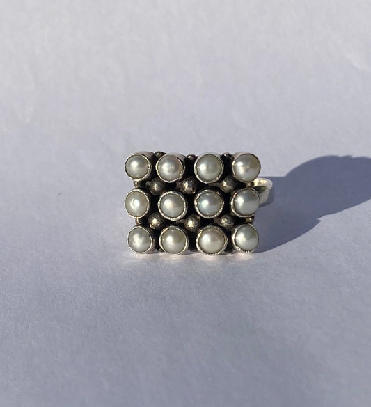 Vintage Pearl Ring in Silver