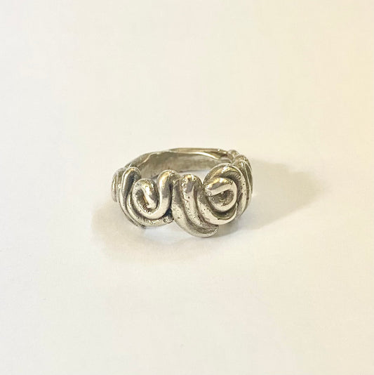 silver ring handmade swirly