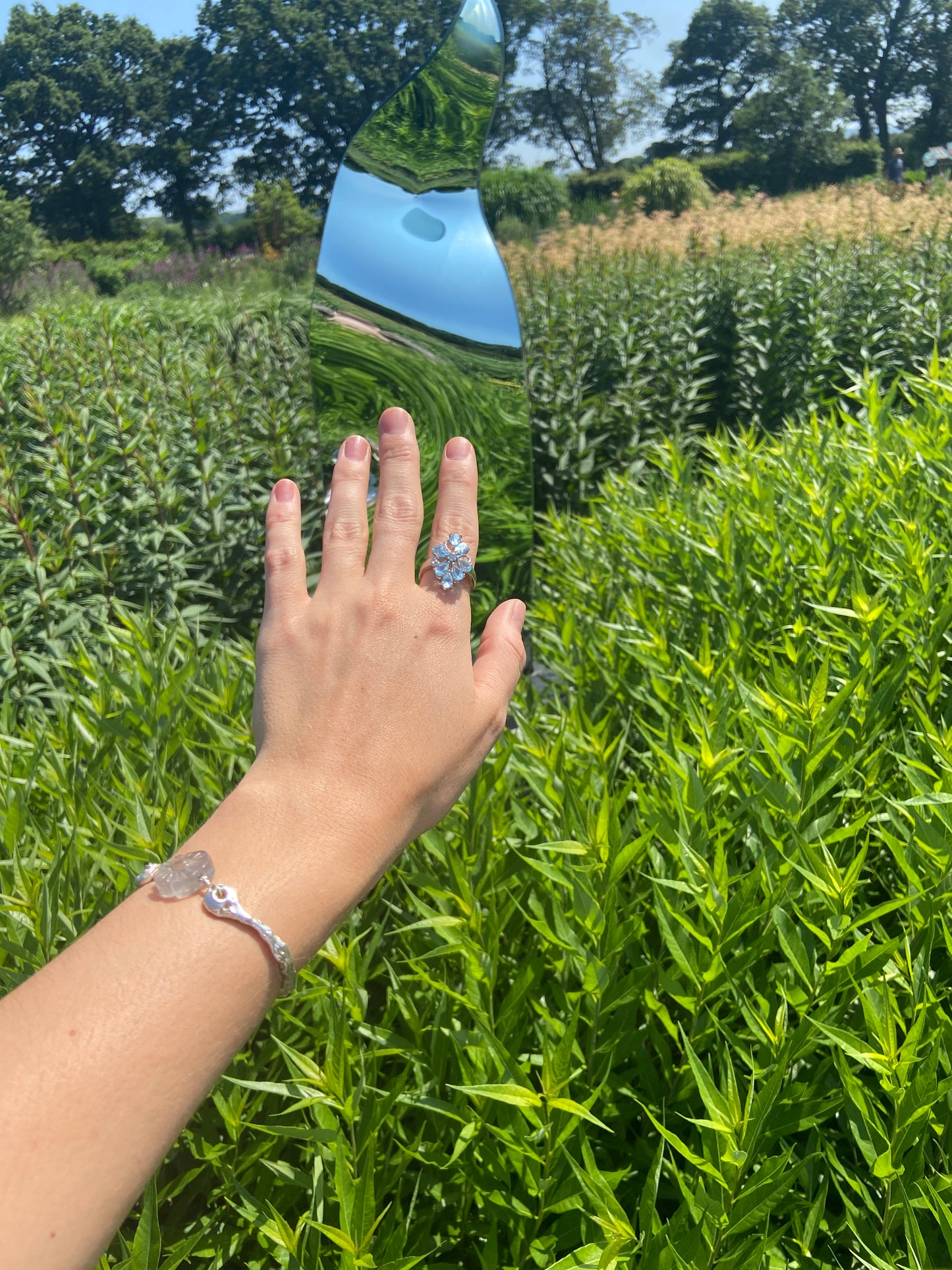 Vintage Aquamarine and Cubic Zirconia Silver ring