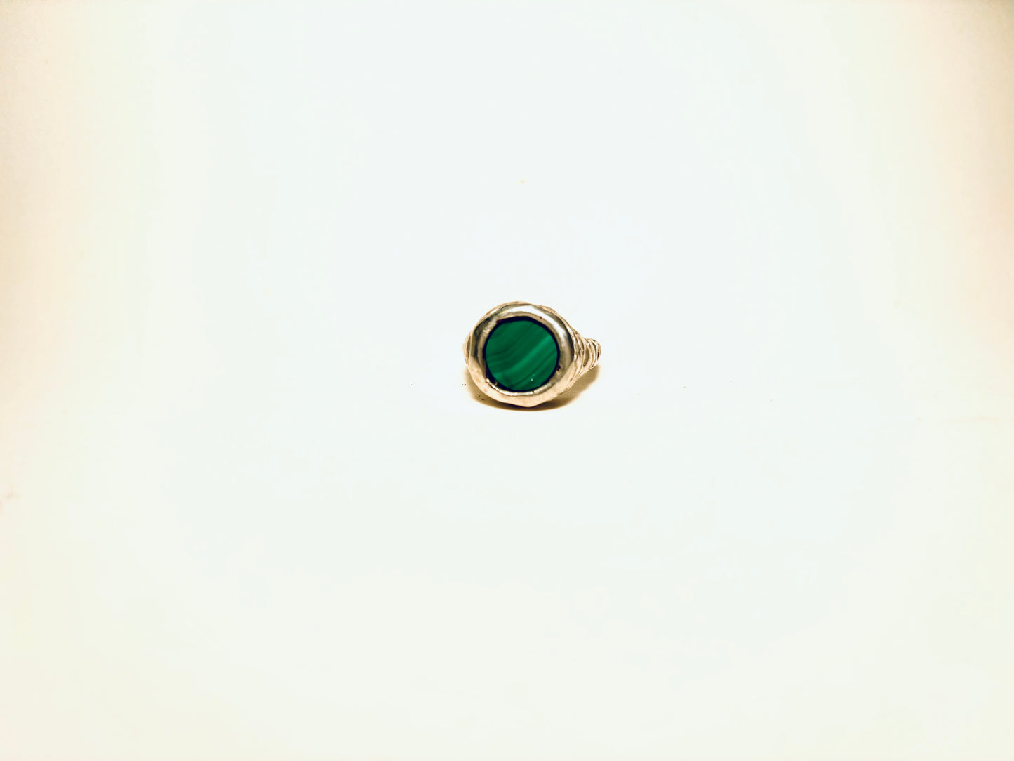 Round Malachite Ripple Ring