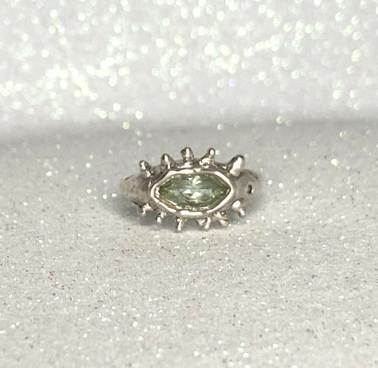 Evil Eye Ring with green Tourmaline