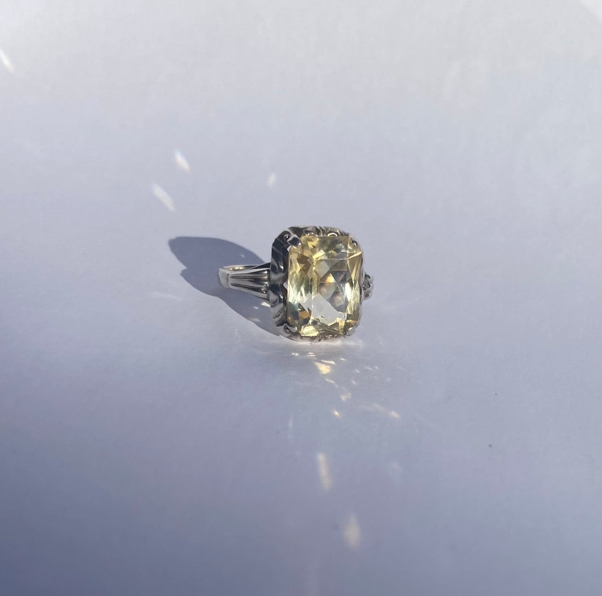 silver ring citrine vintage