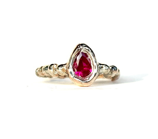 Ruby Drop 9ct Gold Ring