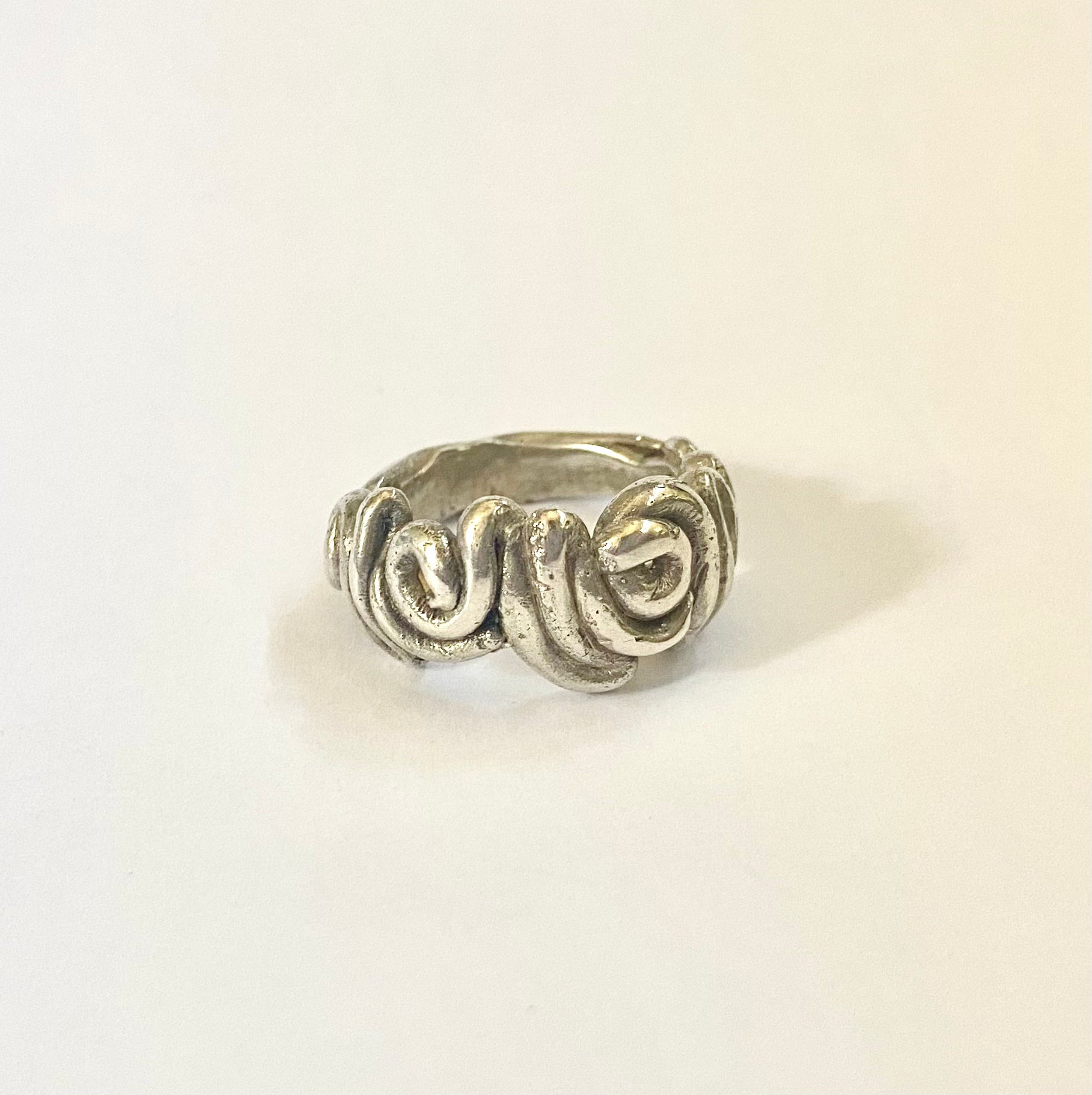 silver ring handmade swirly