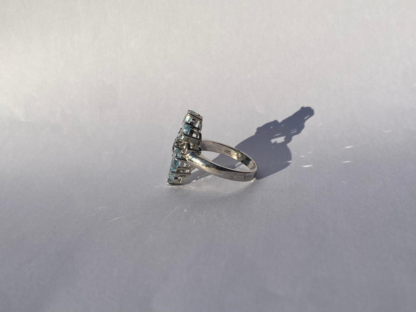 Vintage Aquamarine and Cubic Zirconia Silver ring