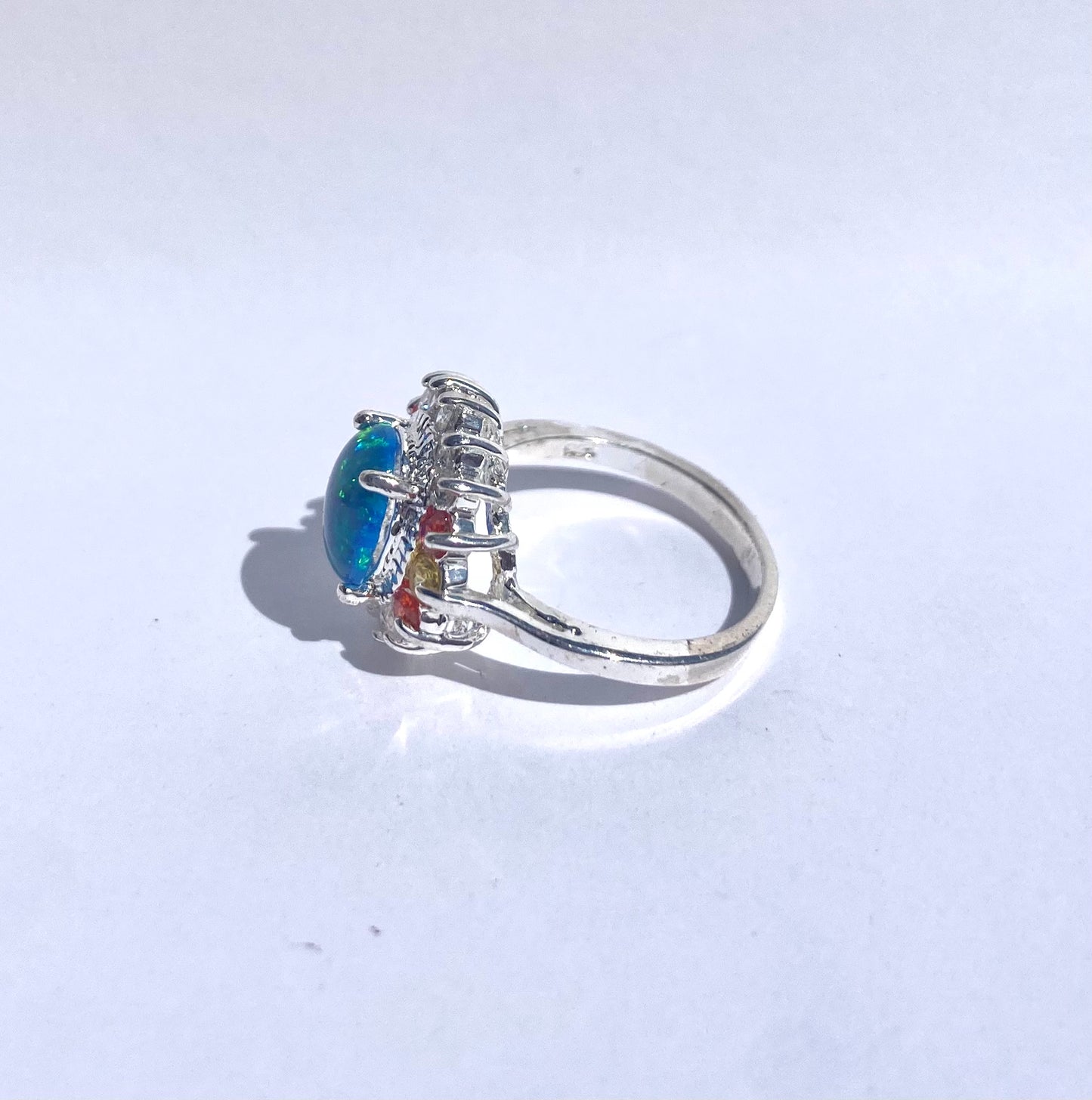 Vintage Opal and Cubic Zirconia in Silver