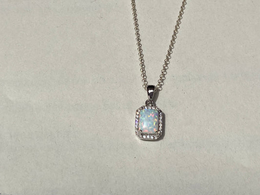 Vintage Opal and CZ pendant