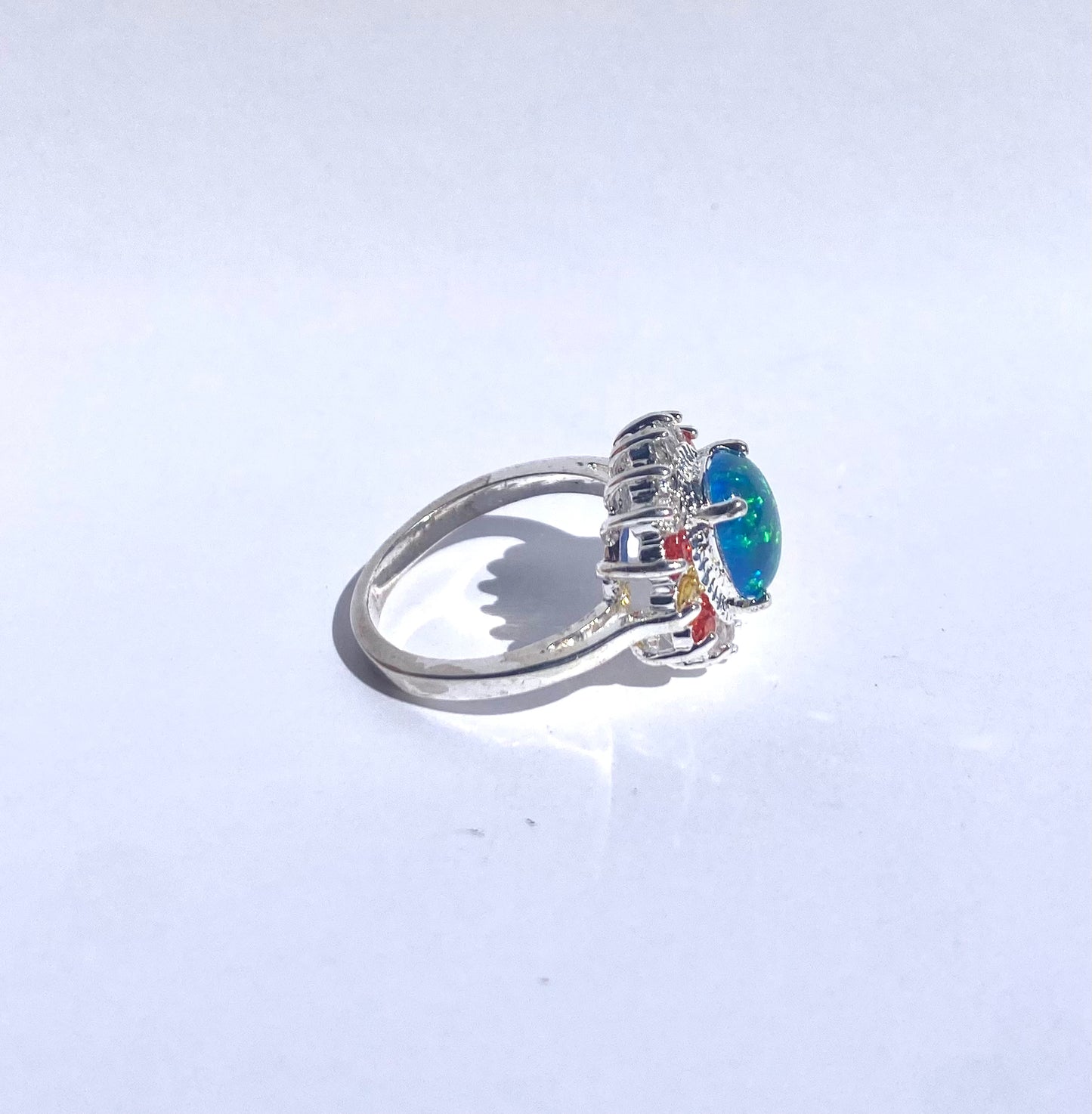 Vintage Opal and Cubic Zirconia in Silver