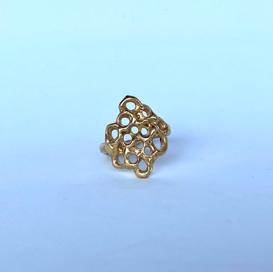 Gold Honeycomb Ring