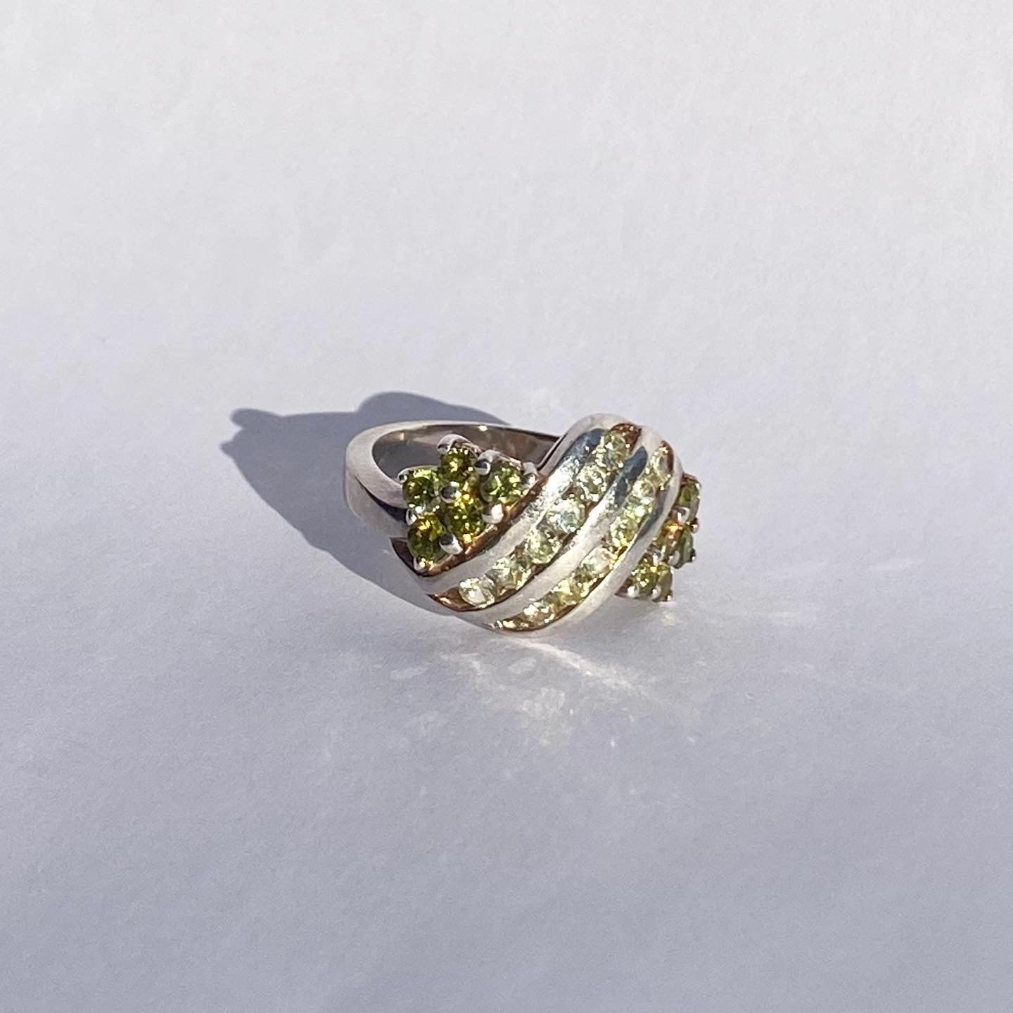 Vintage Silver Ring with Citrines and Peridots